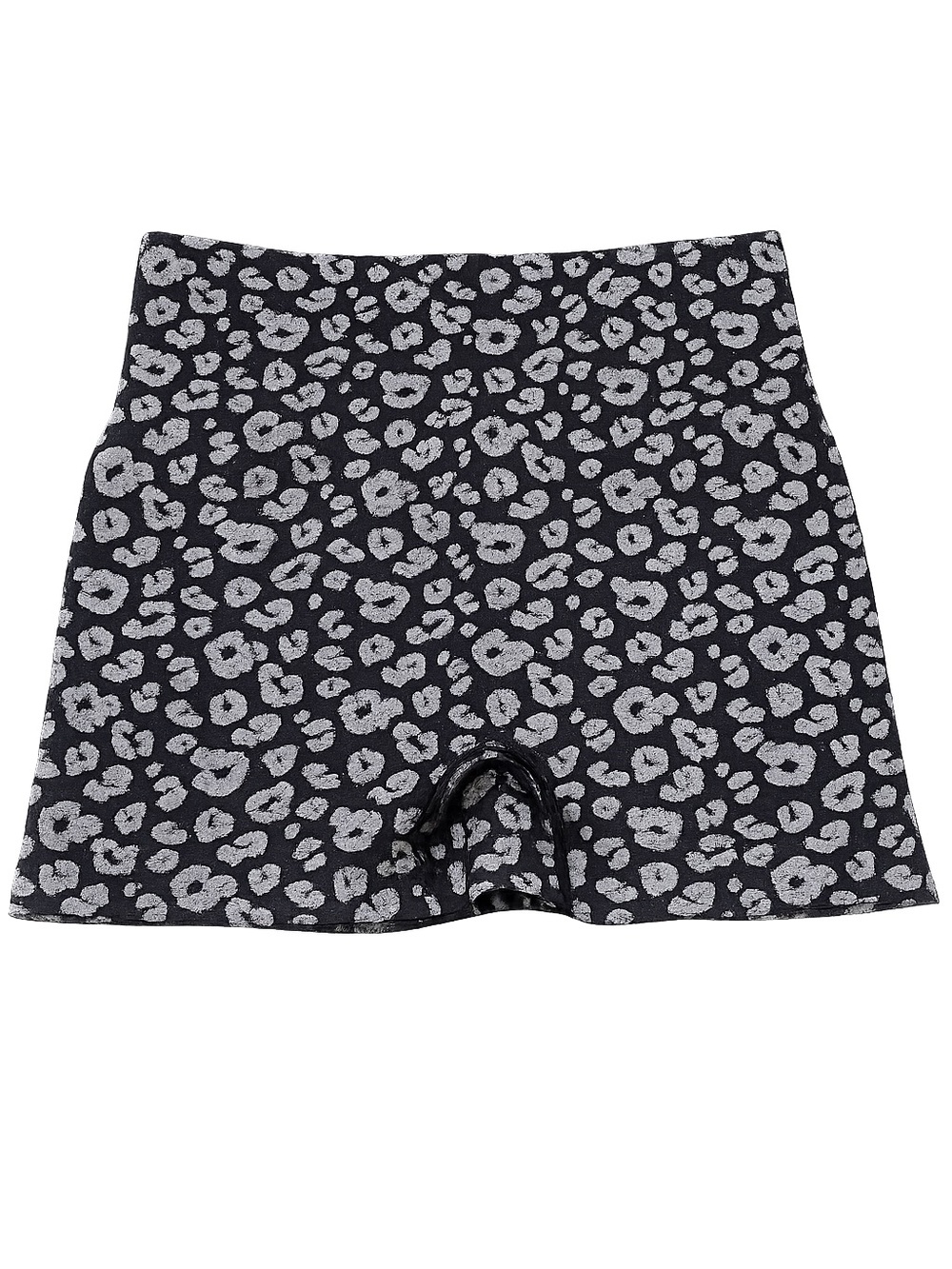 Girls Black and Gray Leopard Print Stretch Shorts